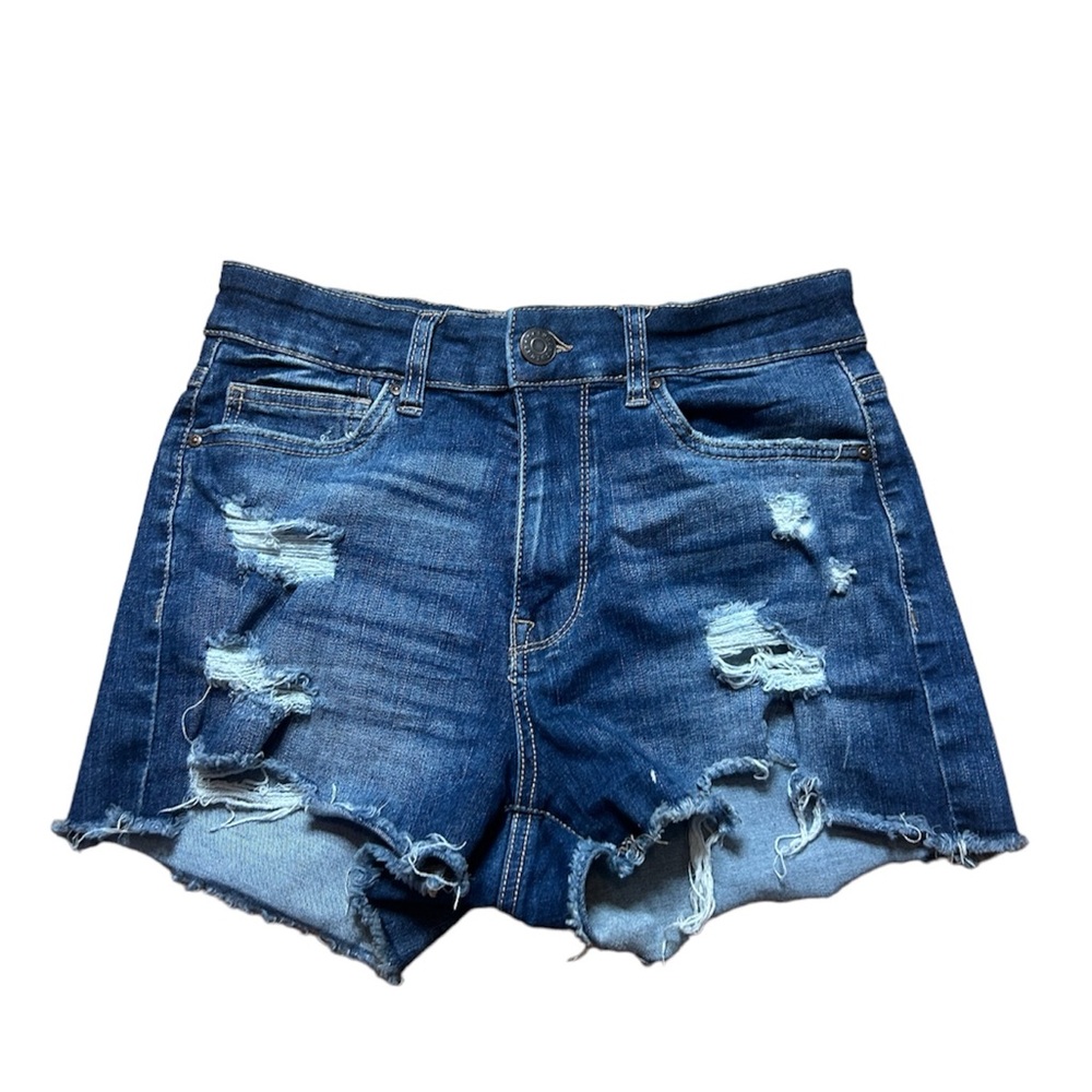 Woman’s High Rise Ripped Denim Shorts